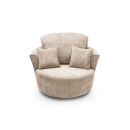 Abakus Direct Harriet Crushed Chenille Swivel Chair In Cream - thumbnail 4