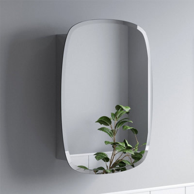 Affine Bathroom Single Door Mirror Stainless Steel Round Edge Modern Cabinet 450X600mm - image 1