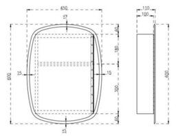 Affine Bathroom Single Door Mirror Stainless Steel Round Edge Modern Cabinet 450X600mm - thumbnail 7