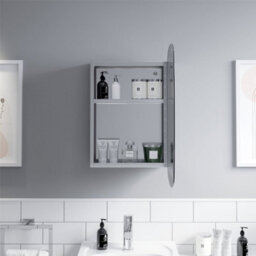 Affine Bathroom Single Door Mirror Stainless Steel Round Edge Modern Cabinet 450X600mm - thumbnail 5