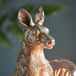 2 Pack Vintage Silver Kangaroo Table Light - Resin Figure - Chrome Lamp Holder - thumbnail 5