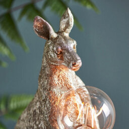 2 Pack Vintage Silver Kangaroo Table Light - Resin Figure - Chrome Lamp Holder - thumbnail 4