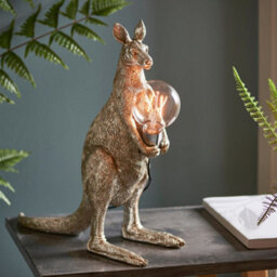 2 Pack Vintage Silver Kangaroo Table Light - Resin Figure - Chrome Lamp Holder - thumbnail 3