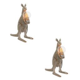2 Pack Vintage Silver Kangaroo Table Light - Resin Figure - Chrome Lamp Holder - thumbnail 1