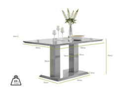 Furniturebox Imperia Grey High Gloss 6 Seater Dining Table With Structural 2 Plinth Column Legs 6 Grey Faux Leather Silver Leg Corona Chairs - thumbnail 4