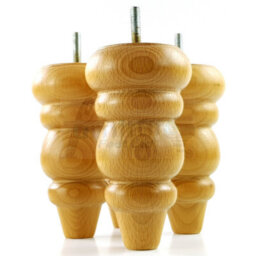 L&F Solid Wood Turned Furniture Feet 150mm High Oak Finish Replacement Legs Set Of 4  M10 Pkc220 - thumbnail 6