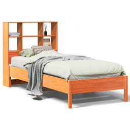 Berkfield Bookcase Bed Without Mattress Wax Brown 75X190 Cm Small Single Solid Wood Pine - thumbnail 2
