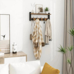 1X Wall Mounted Coat Racks 5 Hooks Rack Shelf Vintage Hanger With Hanging Rail - thumbnail 6