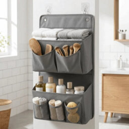 Grey Space-Saving Wall-Mounted Organizer Multi-Compartment Pocket Storage Camper - thumbnail 4