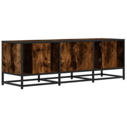 Berkfield Tv Cabinet Smoked Oak 120X35X41 Cm Engineered Wood And Metal - thumbnail 6