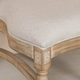 Stackable French Style Bergere Wooden Dining Chair Linen Upholstery Rattan Back - thumbnail 4