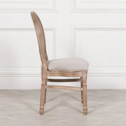 Stackable French Style Bergere Wooden Dining Chair Linen Upholstery Rattan Back - thumbnail 5