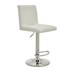 Orsina Baina White And Chrome Bar Stool With Round Base - thumbnail 1