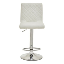 Orsina Baina White And Chrome Bar Stool With Round Base - thumbnail 2