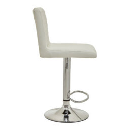Orsina Baina White And Chrome Bar Stool With Round Base - thumbnail 3