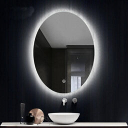 Deenz 70X50 Cm Led Oval Lighted Bathroom Wall Mirror 3 Color Light Touch Switch With Fog Pad Illuminated Backlit L8032 - thumbnail 3