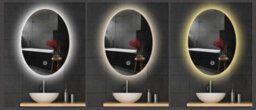 Deenz 70X50 Cm Led Oval Lighted Bathroom Wall Mirror 3 Color Light Touch Switch With Fog Pad Illuminated Backlit L8032 - thumbnail 6