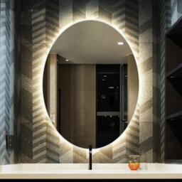 Deenz 70X50 Cm Led Oval Lighted Bathroom Wall Mirror 3 Color Light Touch Switch With Fog Pad Illuminated Backlit L8032 - thumbnail 4