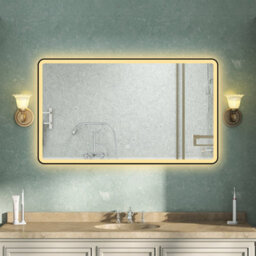 AVER-GROWTH Illuminated Bathroom Mirror With Led Light 3 Colour Black Frame Anti-Fog Dimmable Touch/wall Switch Vertical/horizontal 1200X700mm - thumbnail 2