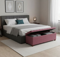 Linoso Chesterfield Plum Ottoman Storage Box With Square Wooden Legs - Upholstered Blanket Box (180W X 40D X 45H Cm) - thumbnail 5