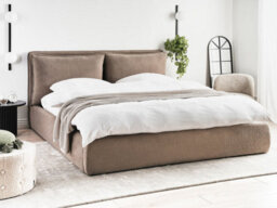 Beliani Ottoman Bed Boucle Bajonna 180 X 200 Cm (Eu Super King) Brown - thumbnail 2