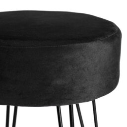 Harbour Housewares Velvet Footstool - Round Modern Dressing Table Footstool Vanity Seat Chairs - 40 X 35Cm - Black/black - thumbnail 4