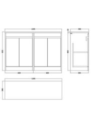 Balterley Chartley Contemporary Floor Standing 4 Door Vanity Unit With Bellato Grey Laminate Worktop, 1200mm, Smoked Red - thumbnail 5