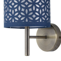 First Choice Lighting Brea - Antique Brass Wall Light With Navy Blue Cut Out Shade - thumbnail 2
