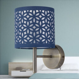 First Choice Lighting Brea - Antique Brass Wall Light With Navy Blue Cut Out Shade - thumbnail 3