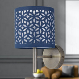 First Choice Lighting Brea - Antique Brass Wall Light With Navy Blue Cut Out Shade - thumbnail 4