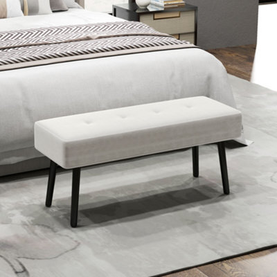 Homcom End Of Bed Bench With Thick Padding For Entryway, Cream White - image 1