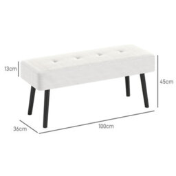 Homcom End Of Bed Bench With Thick Padding For Entryway, Cream White - thumbnail 3