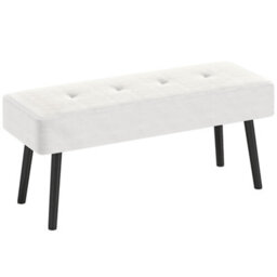 Homcom End Of Bed Bench With Thick Padding For Entryway, Cream White - thumbnail 2