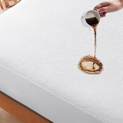 Ameha Waterproof Terry Mattress Protector Non-Noisy, Absorbent & Hypoallergenic Elasticated Cover 30Cm Deep Double 135X190Cm - image 1