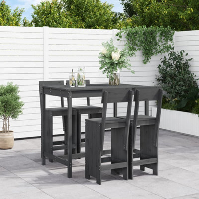 Berkfield 5 Piece Garden Bar Set Grey Solid Wood Pine - image 1
