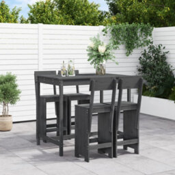 Berkfield 5 Piece Garden Bar Set Grey Solid Wood Pine