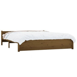 Berkfield Bed Frame Honey Brown Solid Wood 200X200 Cm - thumbnail 3