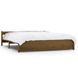 Berkfield Bed Frame Honey Brown Solid Wood 200X200 Cm - thumbnail 2