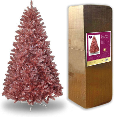 Shatchi 5Ft Rose Gold Christmas Tree Shiny Tinsels - image 1