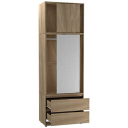 Urbn-Living Urbnliving 240Cm Stylish Sliding Door Wardrobe Bedroom Storage Oak Carcass White Doors - thumbnail 7