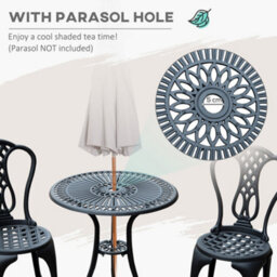 Outsunny Garden Bistro Set Outdoor Table Chairs Aluminium Patio Lawn Furniture - thumbnail 4
