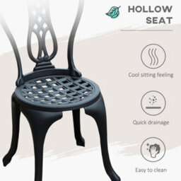 Outsunny Garden Bistro Set Outdoor Table Chairs Aluminium Patio Lawn Furniture - thumbnail 6