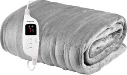 Emperial Heated Throw Electric Blanket Soft Fleece 9 Hr Timer Machine Washable - Grey - thumbnail 1