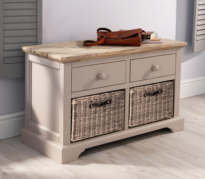 Statement Furniture Florence Storage Bench With 2 Drawers And 2 Basket - Truffle - image 1