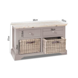Statement Furniture Florence Storage Bench With 2 Drawers And 2 Basket - Truffle - thumbnail 2