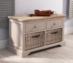 Statement Furniture Florence Storage Bench With 2 Drawers And 2 Basket - Truffle