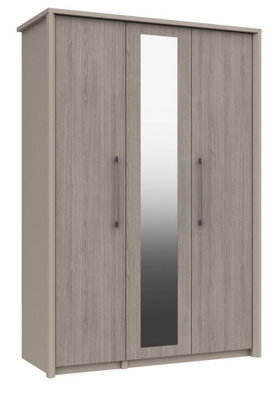 Burlington 3 Door Robe With Mirror - Fired Earth And Grey Oak On Express Delivery And Ready Assembled - image 1