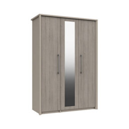 Burlington 3 Door Robe With Mirror - Fired Earth And Grey Oak On Express Delivery And Ready Assembled - thumbnail 2