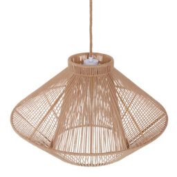 Wyld And Coco Pendant Lamp Beige Cotton Rope Cage Shade Japandi, W48 X D48 X H180Cm - thumbnail 1