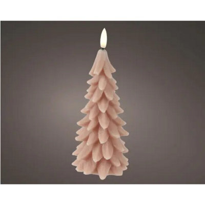 Kaemingk Led Wick Candle Wax Tree Steady Flame Indoor Decoration Pink  - D.8Cm H.19.5Cm - image 1